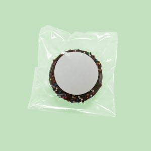 Plain label on chocolate Covered Cookie